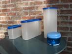 tupperware: ruimtespaarders, hakmolen/ajuinsnijder, Ophalen of Verzenden, Gebruikt, Blauw