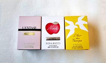 Set van 3 parfumminiaturen van Nina Ricci, RARES beschikbaar voor biedingen