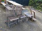 2 chaise plus petit table plus chariot en teck pour tous 40€, Jardin & Terrasse, Chaises de jardin, Utilisé, Enlèvement ou Envoi