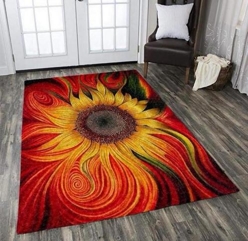 Grand tapis 160x120 cm Sunflower art grand neufe, Maison & Meubles, Ameublement | Tapis & Moquettes, Neuf, 100 à 150 cm, 150 à 200 cm