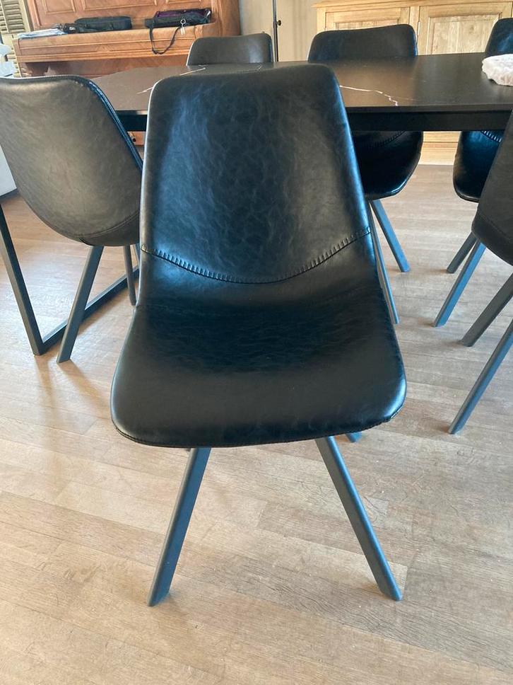 Eetkamerstoel leder, Huis en Inrichting, Stoelen, Zo goed als nieuw, Vijf, Zes of meer stoelen, Leer, Zwart, Ophalen