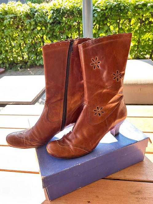 Bruine lederen zomer-botjes tot op de kuit., Kleding | Dames, Schoenen, Zo goed als nieuw, Ophalen