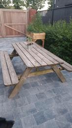 Grote picknicktafel, zeer degelijk hout, Tuin en Terras, Picknicktafels, Ophalen, Zo goed als nieuw, Hout