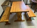 Eettafel en 2 banken grenen Scandinavich, Huis en Inrichting, Tafels | Eettafels, Ophalen, Zo goed als nieuw, Rechthoekig, Grenenhout