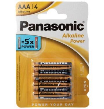 Lot de 4 piles alcalines AAA Panasonic 1,5 V en blister 