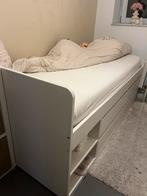 SLÄKT Bedframe met lattenbodem, matras, wit, 90x200 cm, Huis en Inrichting, Slaapkamer | Bedden, Ophalen, 90 cm, Eenpersoons, Wit