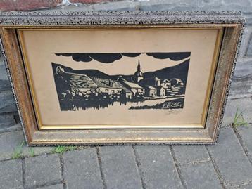 lithographie village signe f polain beschikbaar voor biedingen