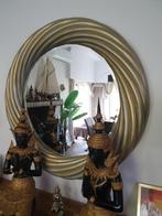 Spiegel zeer zwaar design hout 100cm doornede, Antiek en Kunst, Antiek | Spiegels, Ophalen of Verzenden