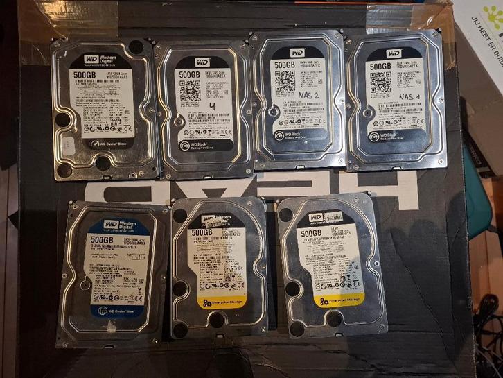 11x 500GB + 2x 750GB + 1x 640gb, Informatique & Logiciels, Disques durs, Utilisé, Desktop, Interne, SATA, Enlèvement ou Envoi