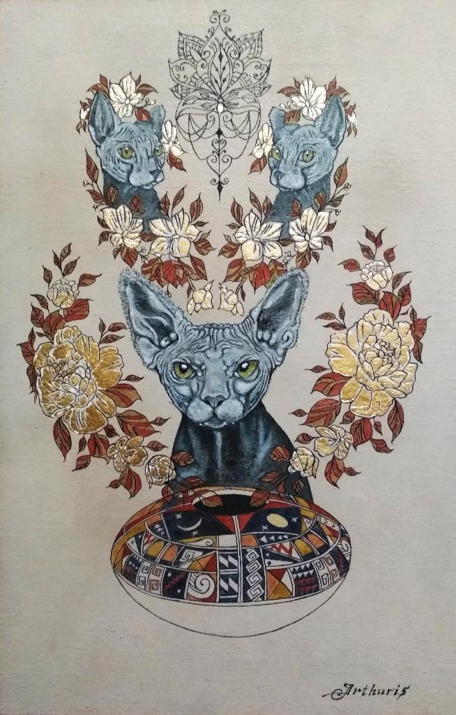 "Sfinx"  Schilderij, Antiek en Kunst, Kunst | Schilderijen | Modern, Verzenden