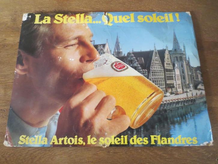 RECLAMEBORD BIER BIERE STELLA ARTOIS GRASLEI GENT-ZIE STAAT, Verzamelen, Merken en Reclamevoorwerpen, Gebruikt, Reclamebord, Ophalen of Verzenden