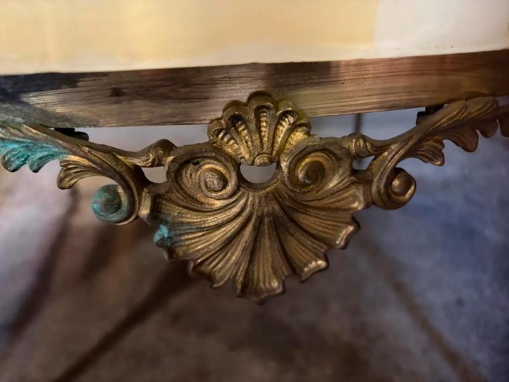 Salontafeltje (80cm/90cm) met onyxblad - rococostijl, Antiek en Kunst, Antiek | Brons en Koper, Ophalen