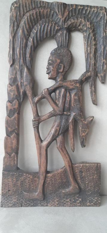 Ancien tableau en bois sculpté CONGO 1960