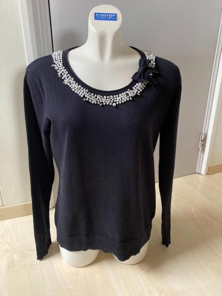 Trui met pareltjes van Marie Méro, Kleding | Dames, Truien en Vesten, Zo goed als nieuw, Maat 38/40 (M), Zwart, Ophalen of Verzenden