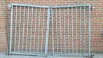Gegalvaniseerde poort - 2 vleugels, Tuin en Terras, Tuinhekken en Hekwerk, Ophalen, Gebruikt, IJzer, Spijlenhekwerk