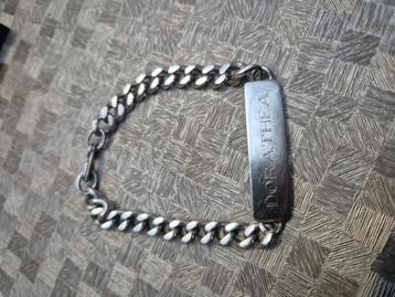 Dikke solid massieve zilveren heren armband met naam erop beschikbaar voor biedingen