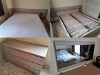 Bed + Commode + Spiegel, Maison & Meubles, Chambre à coucher | Lits, Autres dimensions, Deux personnes, Beige, Autres dimensions
