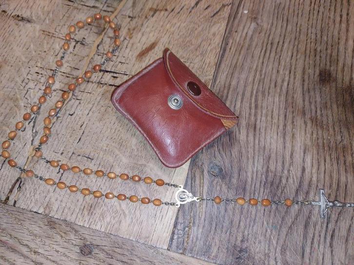 oude bruin-oranje halfedelstenen paternoster, begin 1900, Antiek en Kunst, Curiosa en Brocante, Ophalen of Verzenden