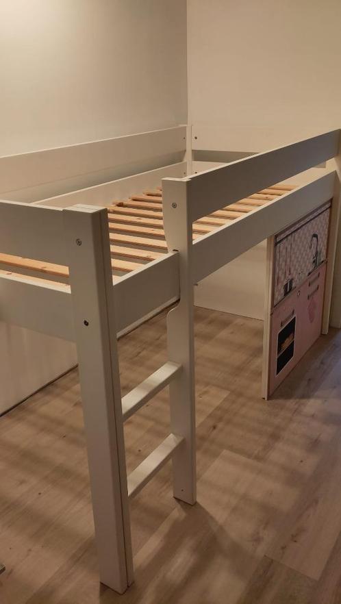 Hoogslaper (voor kinderen), Huis en Inrichting, Slaapkamer | Bedden, Zo goed als nieuw, Eenpersoons, 100 cm, 200 cm, Hout, Wit