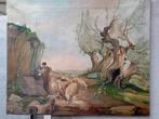 Oude pastorale olieverfschilderij 1930-1950, Antiek en Kunst, Ophalen of Verzenden