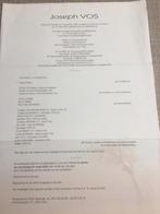 Doodsbrief Soldaat paracommando Korea J.Vos Politie +2005, Ophalen, Rouwkaart