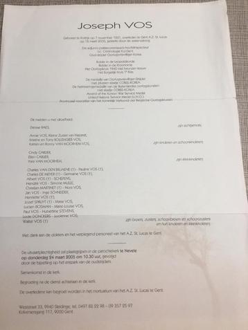 Doodsbrief Soldaat paracommando Korea J.Vos Politie +2005 beschikbaar voor biedingen