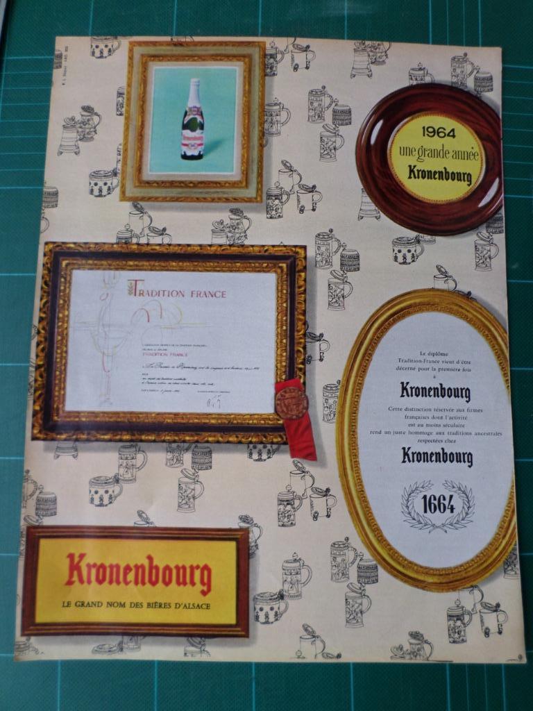 Kronenbourg bière - publicité papier - 1964, Collections, Marques & Objets publicitaires, Utilisé, Autres types, Enlèvement ou Envoi