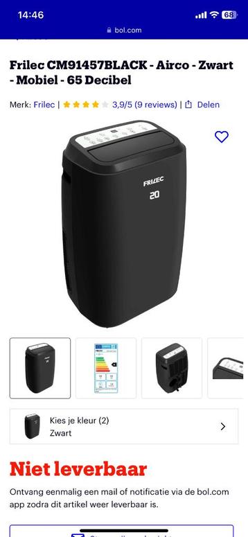 Frilec 20 zwarte mobiele airco in nieuwstaat! beschikbaar voor biedingen