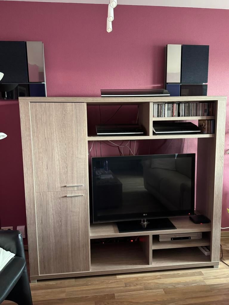 Meuble TV en chêne gris, 150 à 200 cm, Comme neuf, 50 à 75 cm, 150 à 200 cm