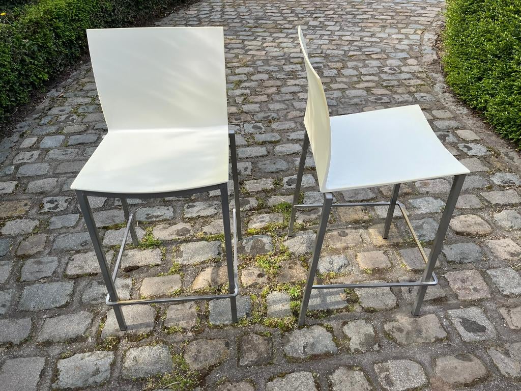 Lot de 2 chaises hautes, Maison & Meubles, Chaises, Utilisé, Deux, Synthétique, Métal, Blanc, Enlèvement