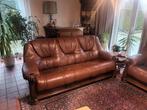 Te koop salon eik + leder, Maison & Meubles, Canapés | Salons, Enlèvement, Comme neuf, Banc droit, Bois