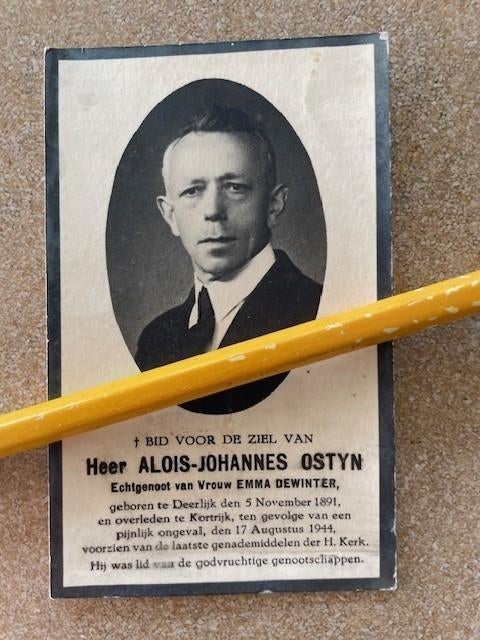OORLOG40-45Slachtoffer Bombardement Kortrijk 21/7/1944 OSTYN, Ophalen of Verzenden, Bidprentje