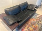 Zwart lederen salon 2x 3-zit met verstelbare rug, Huis en Inrichting, Ophalen, Minder dan 75 cm, Driepersoons, Zo goed als nieuw