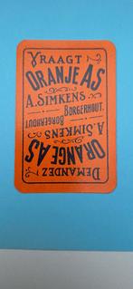Carte à jouer Borgerhout_Simkens Orange AS_Oranje_184, Enlèvement ou Envoi, Utilisé, Carte(s) à jouer