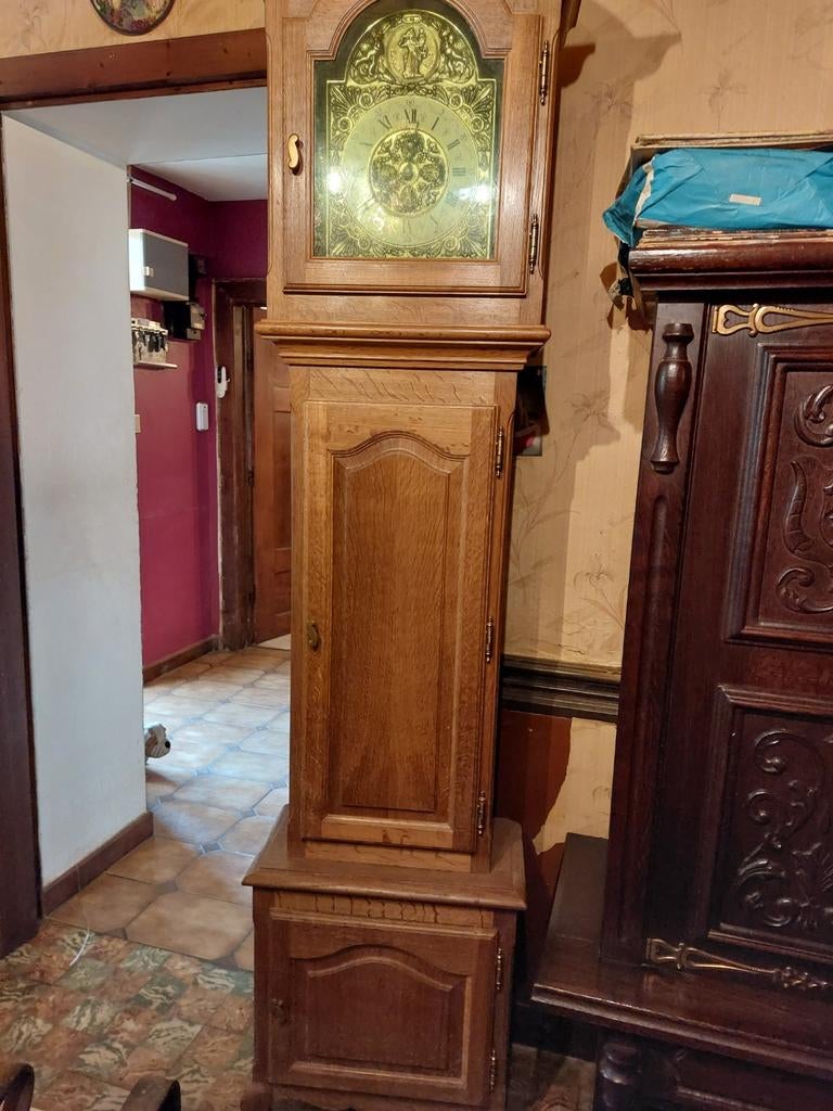 Belle horloge de parquet en chêne, Antiek en Kunst, Ophalen