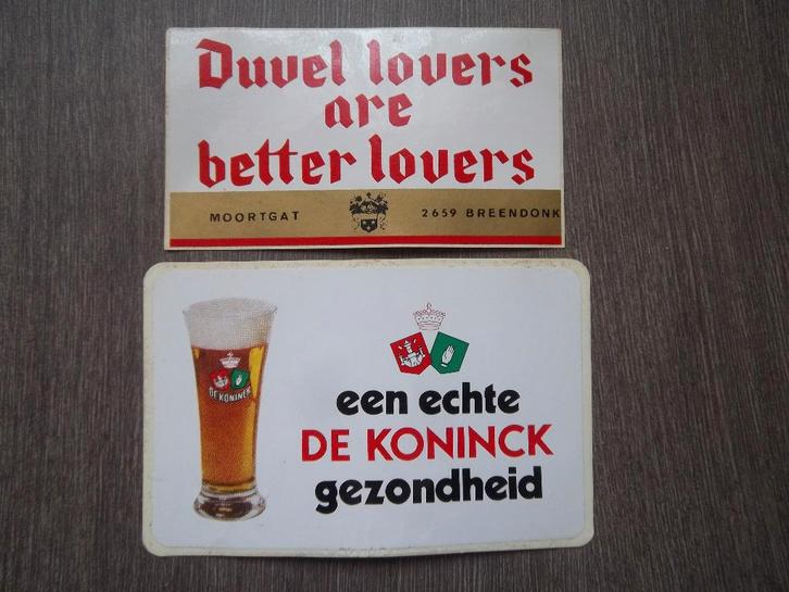 Twee stickers - Bieren – Duvel – De Koninck, Verzamelen, Biermerken, Nieuw, Overige typen, De Koninck, Ophalen of Verzenden