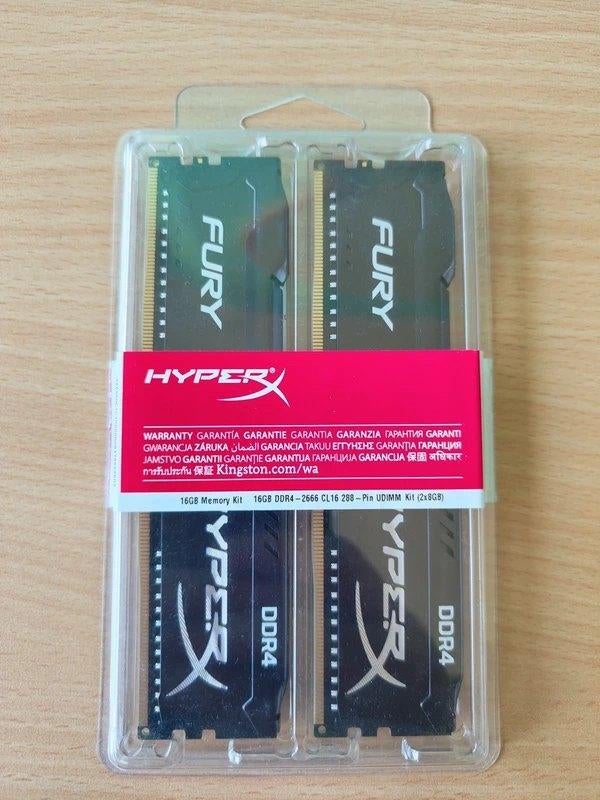 16 GB RAM DDR4 HyperX Fury (2x8 GB) - 2666 MHz CL16, Computers en Software, RAM geheugen, Verzenden, DDR4, Zo goed als nieuw, Desktop