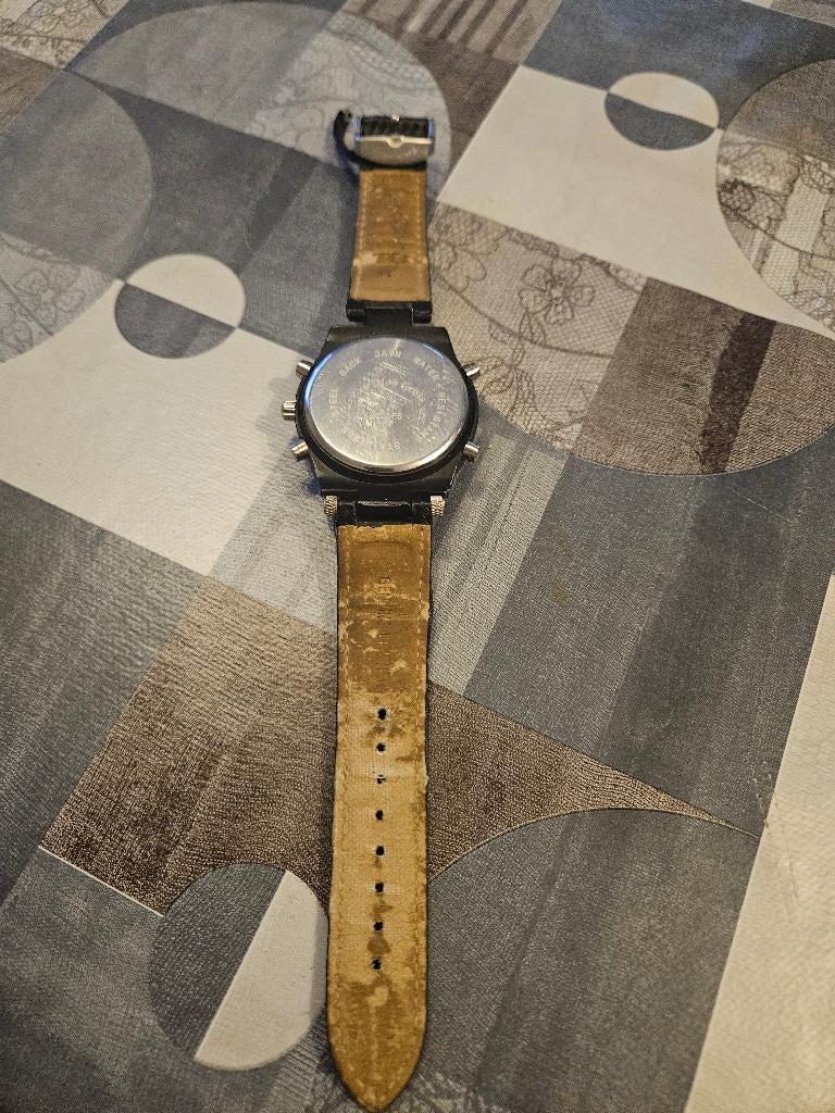 EveMonCrois horloge, Handtassen en Accessoires, Horloges | Heren, Overige merken, Leer, Staal, Polshorloge