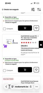 Ps5 CD + garantie etat neuve, Enlèvement