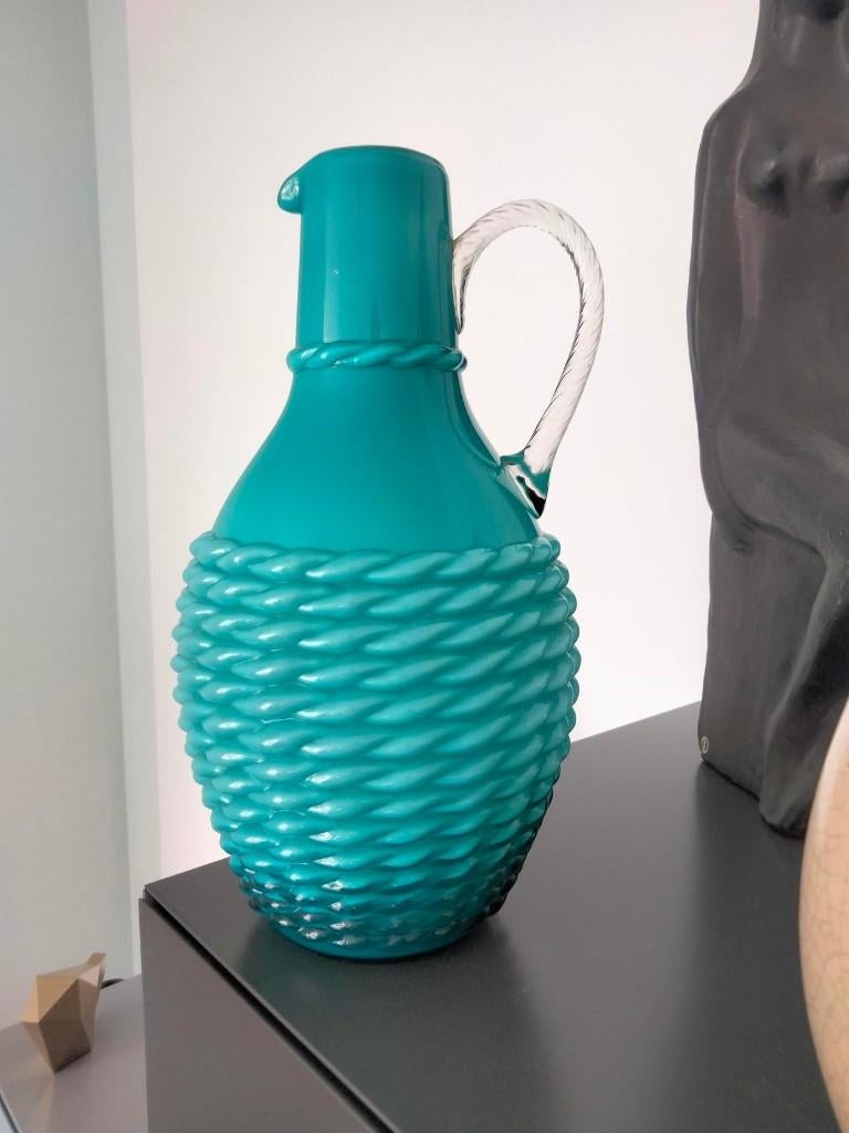 1960s vintage vaas glas Stelvia Empoli Italy opaline, Verzamelen, Ophalen of Verzenden, Huis en Inrichting