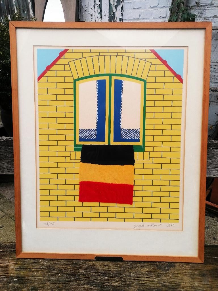 Willaert Joseph 1936-2014 “Huis met Belgische vlag ” 1982, Ophalen