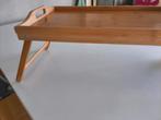 Kleine tafel/serveerschaal met opvouwbare poten van bamboe., Ophalen of Verzenden, Zo goed als nieuw, Rechthoekig, Hout