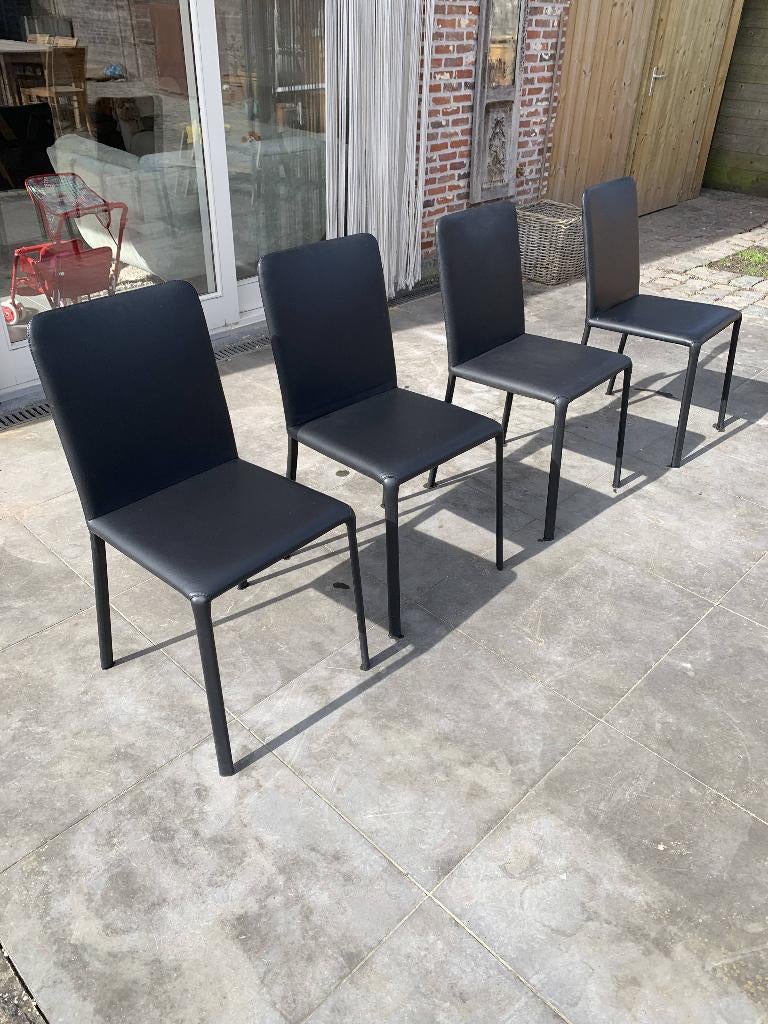 keukenstoelen, Huis en Inrichting, Stoelen, Ophalen, Gebruikt, Zwart, Leer