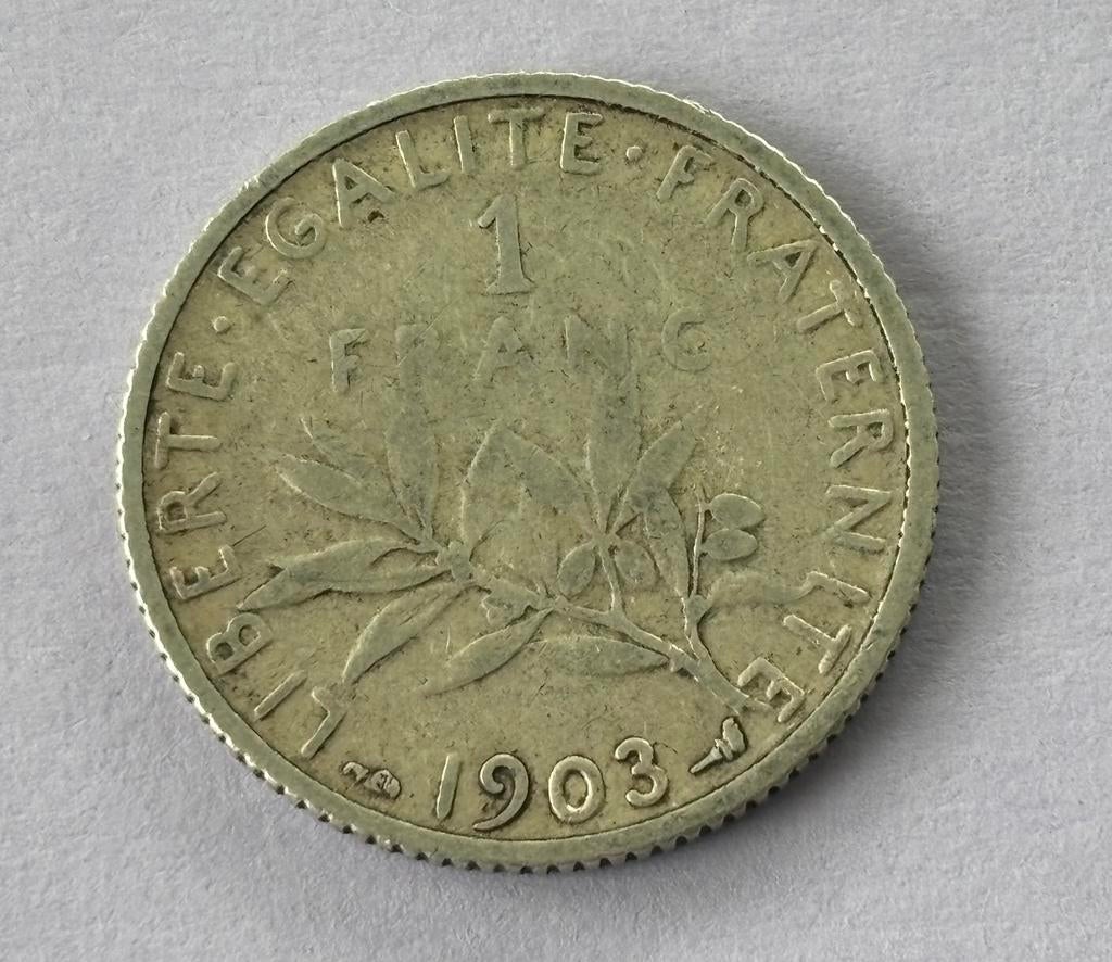 1 Fr Semeuse 1903, Enlèvement ou Envoi, France, Monnaie en vrac, Argent