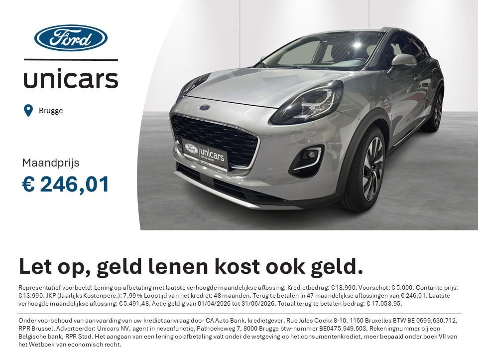 Ford Puma 1.0i Ecoboost mHEV 92kW Titanium, Auto's, Ford, Bedrijf, Te koop, Puma, Airbags, Airconditioning, Bluetooth, Climate control