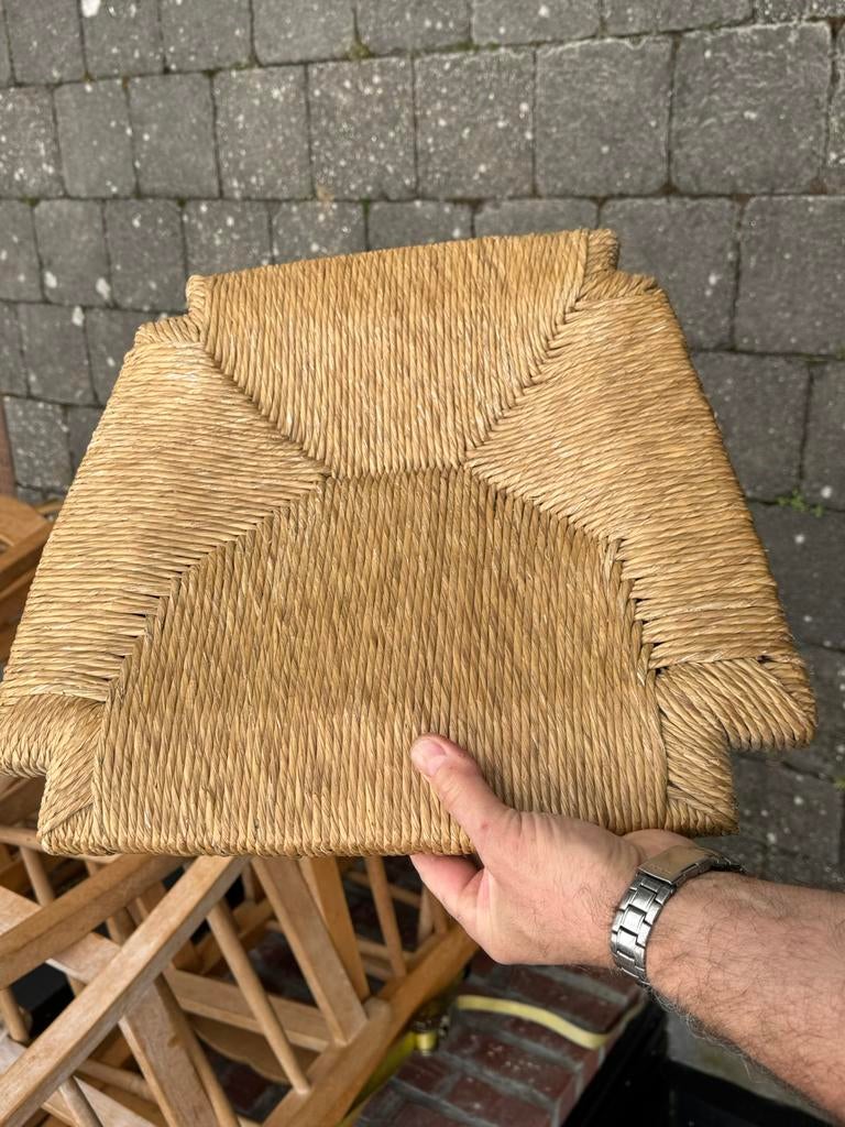 8 stoelen eik met rotan zitting, Huis en Inrichting, Ophalen, Gebruikt, Bruin, Fermette