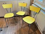 Vintage retro stoelen jaren 50 – geel Formica, Huis en Inrichting, Stoelen, Ophalen, Overige kleuren, Drie, Overige materialen