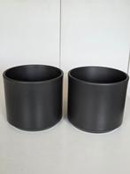 2 donkergrijze/zwarte bloempotten, Ophalen of Verzenden, Nieuw, Terracotta