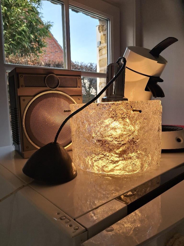 Lampe vintage en verre à glace Egon Hillebrand pour Massive, Enlèvement ou Envoi