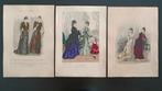 Drie oude Franse modeprenten La Saison., Antiek en Kunst, Kunst | Litho's en Zeefdrukken, Ophalen of Verzenden